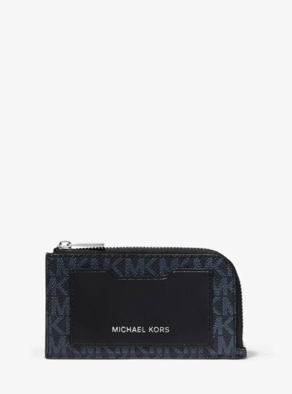 Panske Penazenky Michael Kors Logo Zip-Around Modre - Doplnky Michael Kors Akcia | QEZHV-7435
